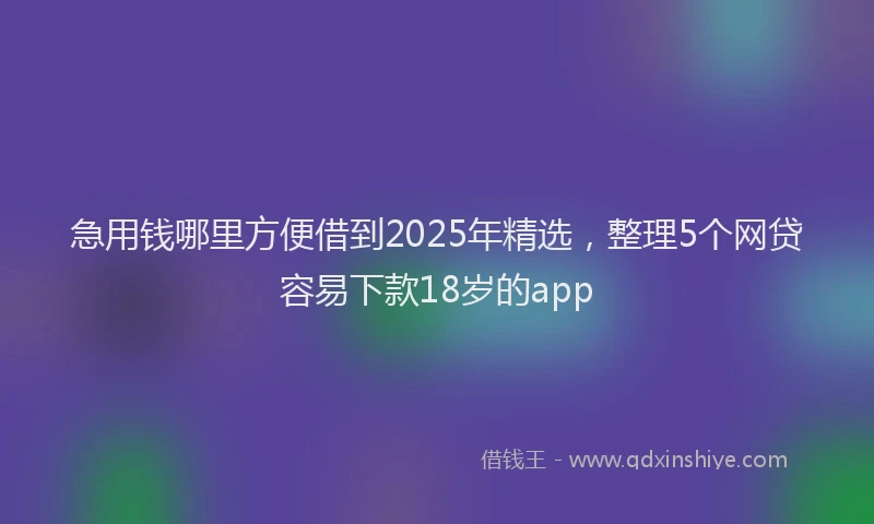 急用钱哪里方便借到2025年精选，整理5个网贷容易下款18岁的app