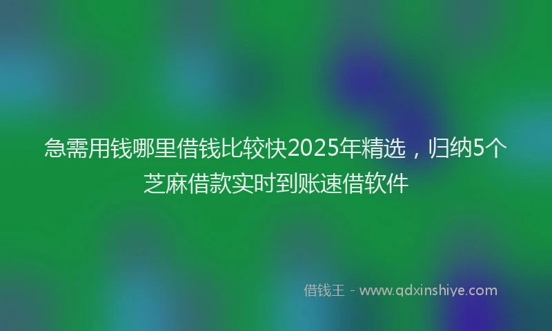 急需用钱哪里借钱比较快2025年精选，归纳5个芝麻借款实时到账速借软件