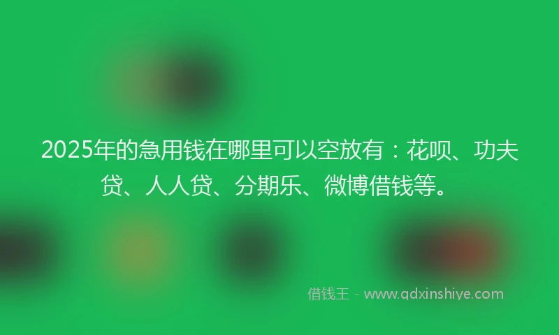 2025年的急用钱在哪里可以空放有：花呗、功夫贷、人人贷、分期乐、微博借钱等。