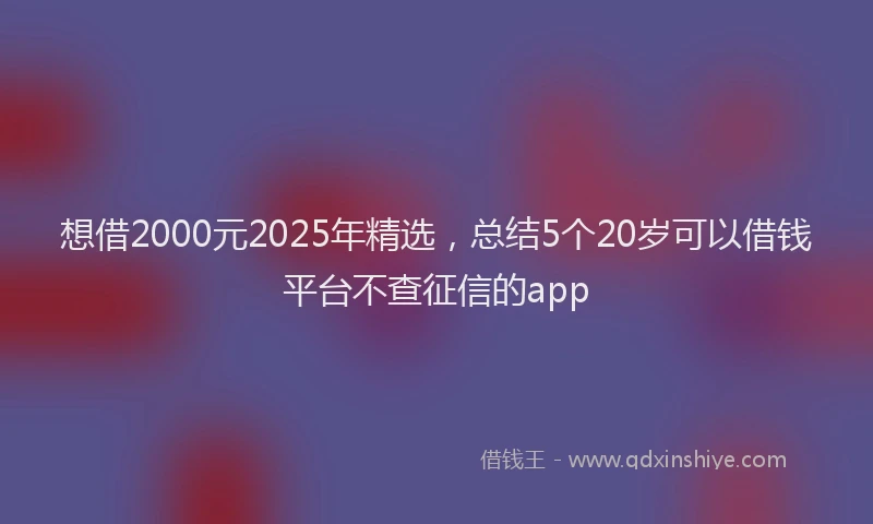 想借2000元2025年精选，总结5个20岁可以借钱平台不查征信的app