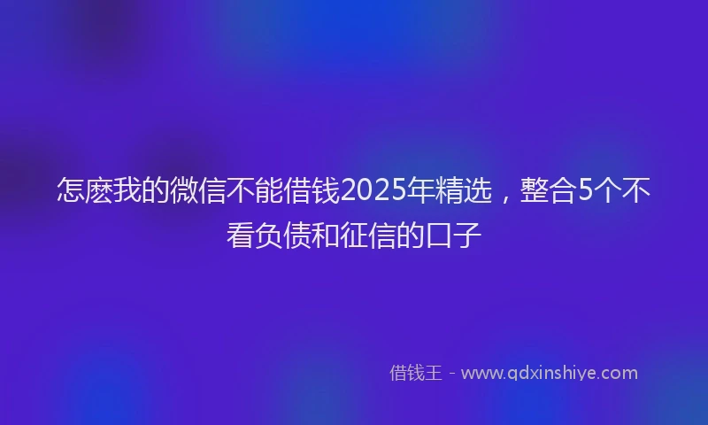 怎麽我的微信不能借钱2025年精选，整合5个不看负债和征信的口子