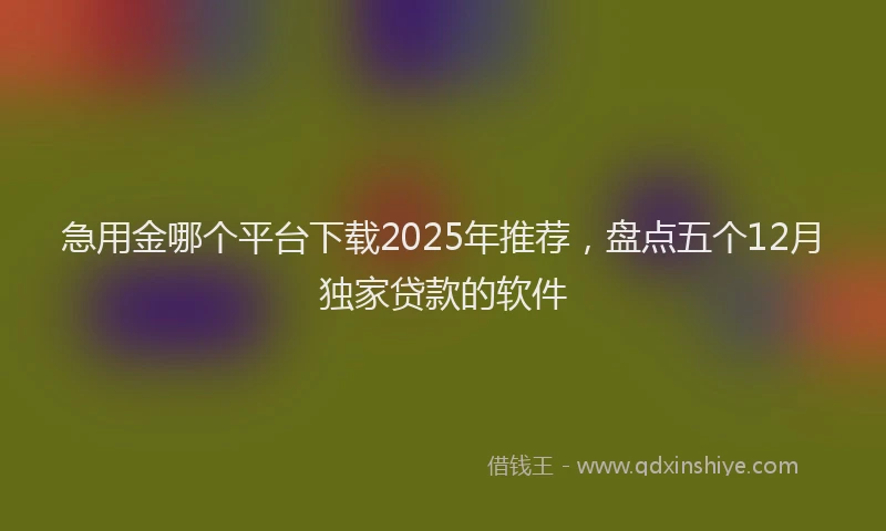 急用金哪个平台下载2025年推荐，盘点五个12月独家贷款的软件