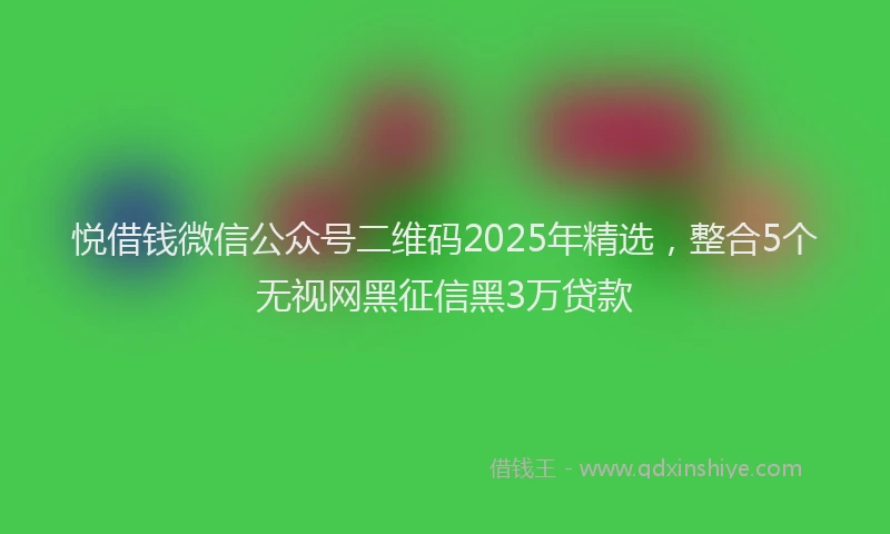 悦借钱微信公众号二维码2025年精选，整合5个无视网黑征信黑3万贷款