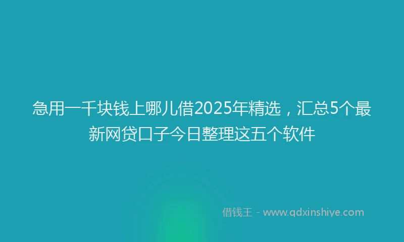 急用一千块钱上哪儿借2025年精选，汇总5个最新网贷口子今日整理这五个软件