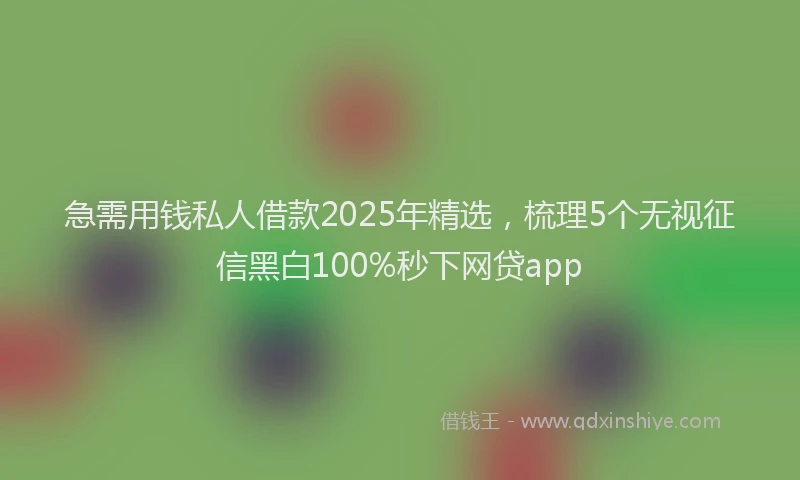 急需用钱私人借款2025年精选，梳理5个无视征信黑白100%秒下网贷app