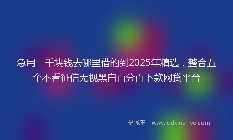 急用一千块钱去哪里借的到2025年精选，整合五个不看征信无视黑白百分百下款网贷平台