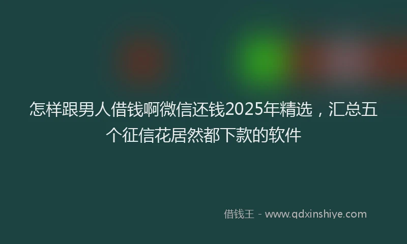 怎样跟男人借钱啊微信还钱2025年精选，汇总五个征信花居然都下款的软件