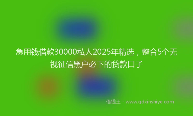 急用钱借款30000私人2025年精选，整合5个无视征信黑户必下的贷款口子