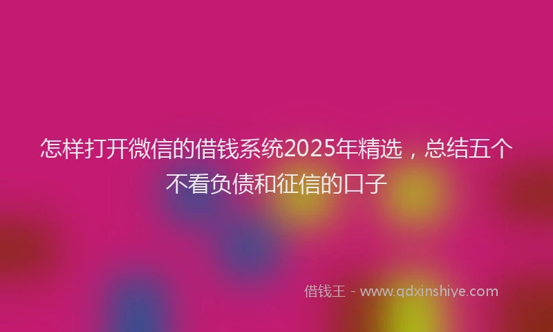怎样打开微信的借钱系统2025年精选，总结五个不看负债和征信的口子
