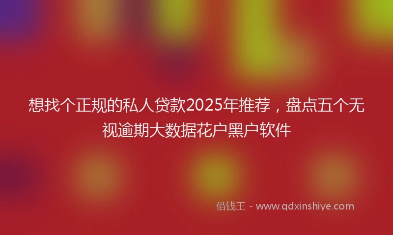 想找个正规的私人贷款2025年推荐，盘点五个无视逾期大数据花户黑户软件