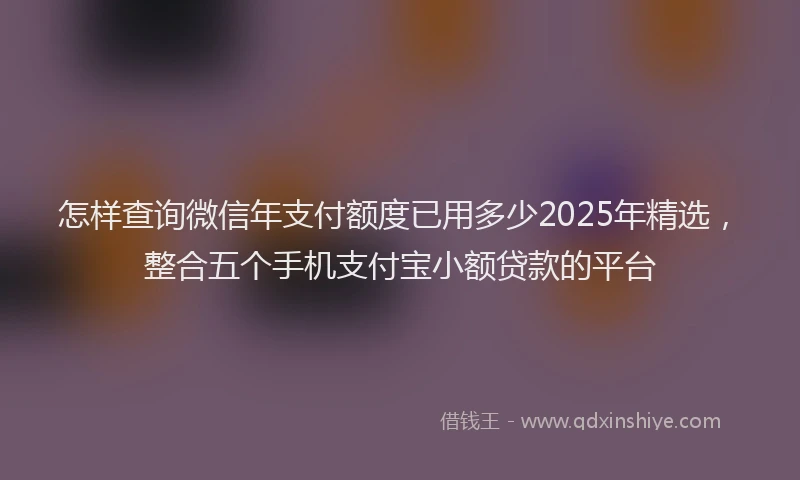 怎样查询微信年支付额度已用多少2025年精选，整合五个手机支付宝小额贷款的平台