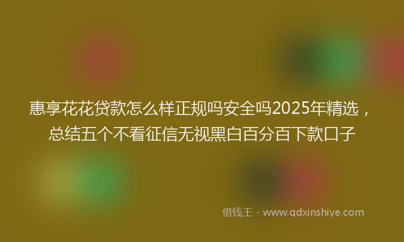 惠享花花贷款怎么样正规吗安全吗2025年精选，总结五个不看征信无视黑白百分百下款口子