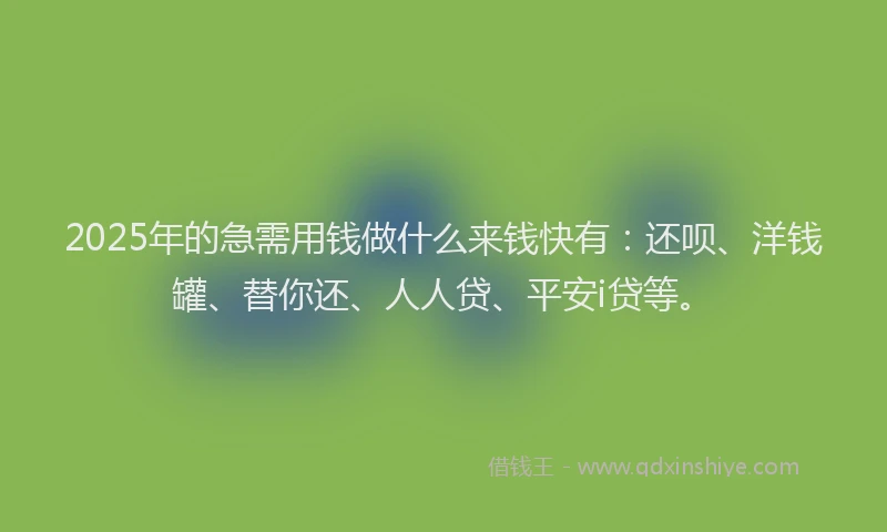 2025年的急需用钱做什么来钱快有：还呗、洋钱罐、替你还、人人贷、平安i贷等。