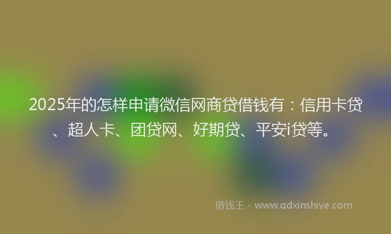 2025年的怎样申请微信网商贷借钱有：信用卡贷、超人卡、团贷网、好期贷、平安i贷等。