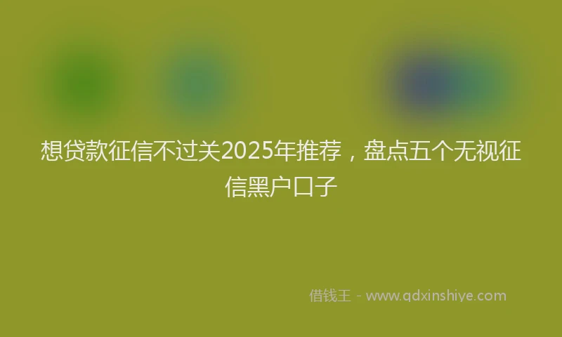 想贷款征信不过关2025年推荐，盘点五个无视征信黑户口子