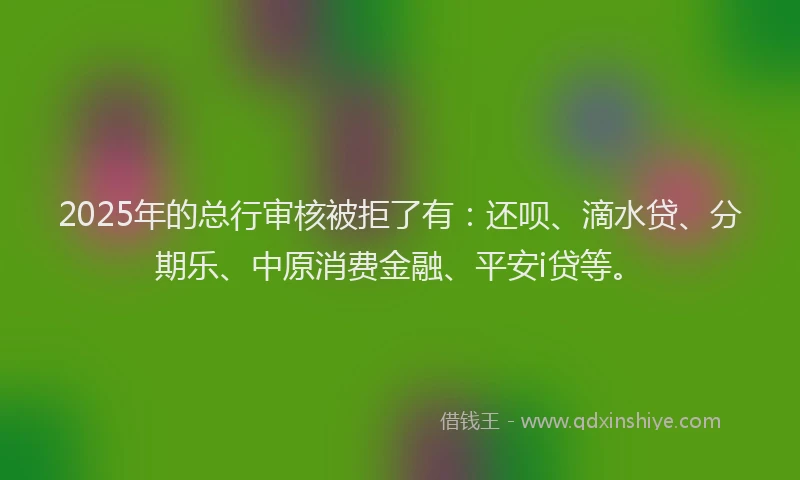2025年的总行审核被拒了有：还呗、滴水贷、分期乐、中原消费金融、平安i贷等。