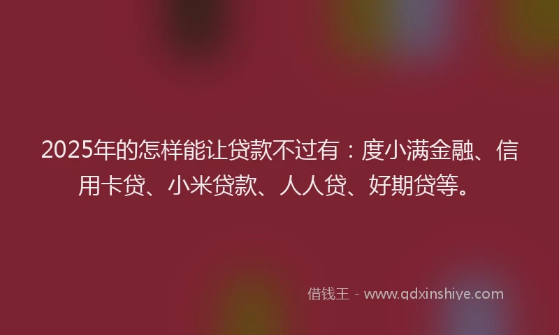 2025年的怎样能让贷款不过有：度小满金融、信用卡贷、小米贷款、人人贷、好期贷等。