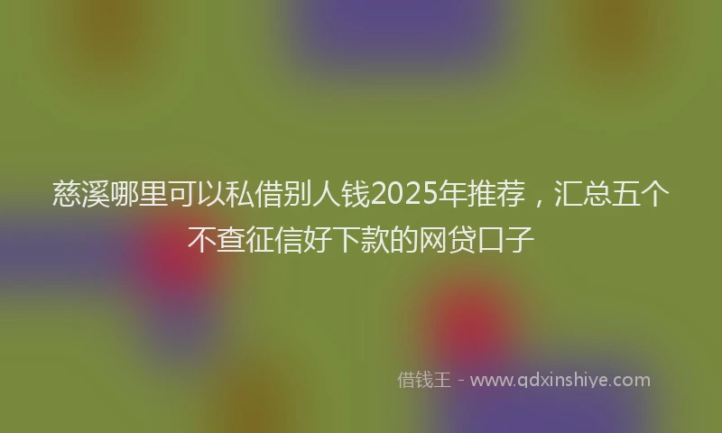 慈溪哪里可以私借别人钱2025年推荐，汇总五个不查征信好下款的网贷口子
