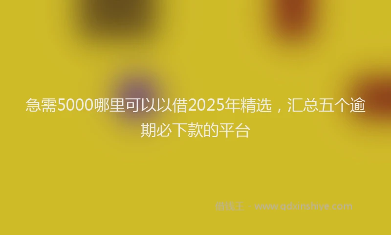 急需5000哪里可以以借2025年精选，汇总五个逾期必下款的平台