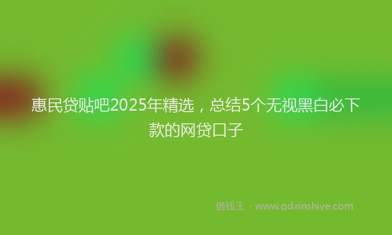 惠民贷贴吧2025年精选，总结5个无视黑白必下款的网贷口子
