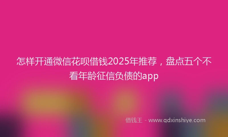 怎样开通微信花呗借钱2025年推荐，盘点五个不看年龄征信负债的app