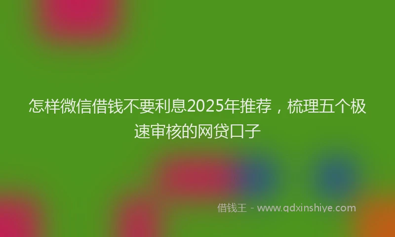 怎样微信借钱不要利息2025年推荐，梳理五个极速审核的网贷口子