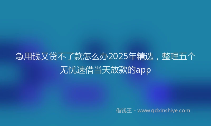 急用钱又贷不了款怎么办2025年精选，整理五个无忧速借当天放款的app