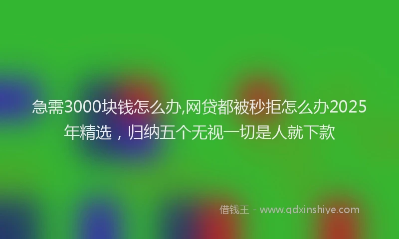 急需3000块钱怎么办,网贷都被秒拒怎么办2025年精选，归纳五个无视一切是人就下款