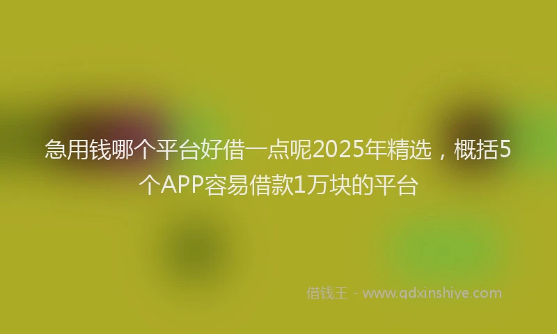 急用钱哪个平台好借一点呢2025年精选，概括5个APP容易借款1万块的平台