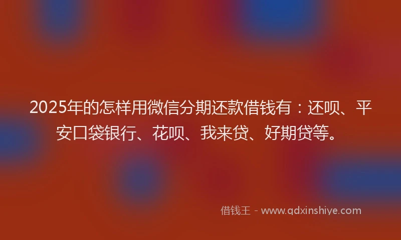 2025年的怎样用微信分期还款借钱有：还呗、平安口袋银行、花呗、我来贷、好期贷等。