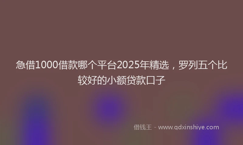 急借1000借款哪个平台2025年精选，罗列五个比较好的小额贷款口子