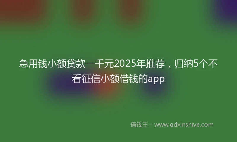 急用钱小额贷款一千元2025年推荐，归纳5个不看征信小额借钱的app