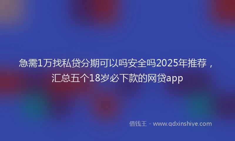 急需1万找私贷分期可以吗安全吗2025年推荐，汇总五个18岁必下款的网贷app