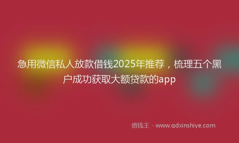 急用微信私人放款借钱2025年推荐，梳理五个黑户成功获取大额贷款的app