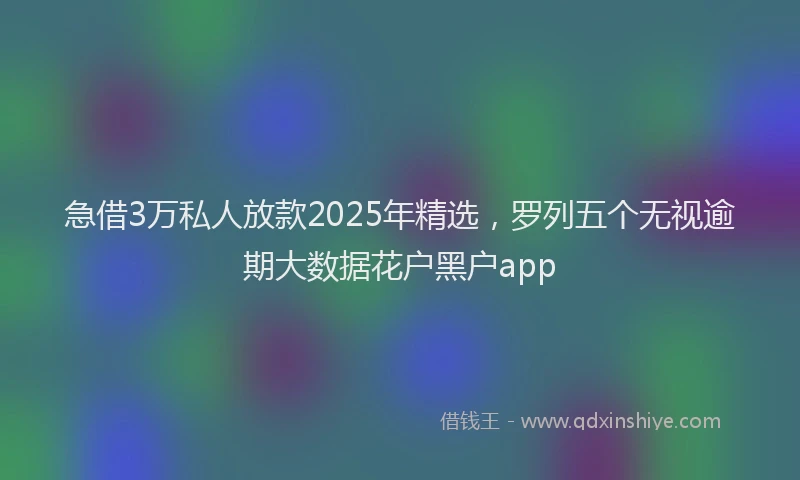 急借3万私人放款2025年精选，罗列五个无视逾期大数据花户黑户app