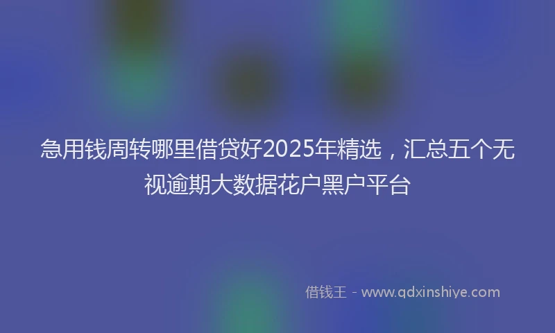 急用钱周转哪里借贷好2025年精选，汇总五个无视逾期大数据花户黑户平台