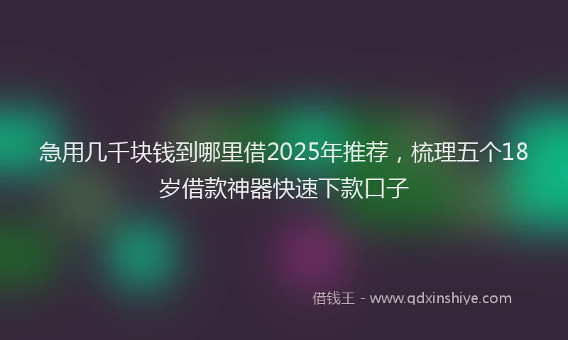 急用几千块钱到哪里借2025年推荐，梳理五个18岁借款神器快速下款口子