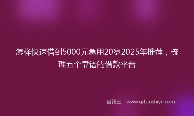怎样快速借到5000元急用20岁2025年推荐，梳理五个靠谱的借款平台