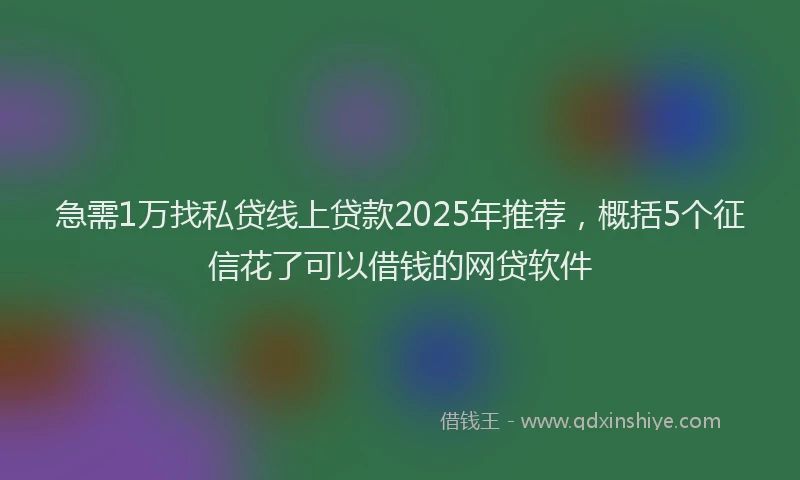 急需1万找私贷线上贷款2025年推荐，概括5个征信花了可以借钱的网贷软件