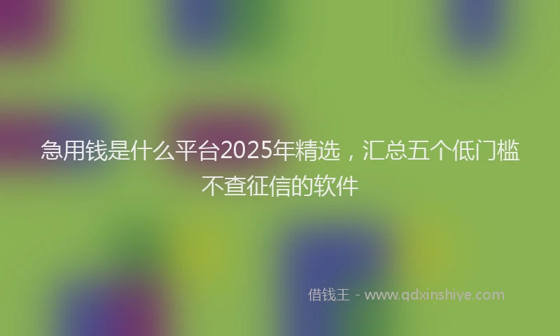 急用钱是什么平台2025年精选，汇总五个低门槛不查征信的软件