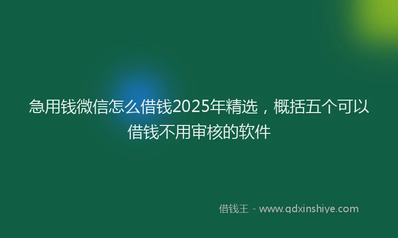 急用钱微信怎么借钱2025年精选，概括五个可以借钱不用审核的软件