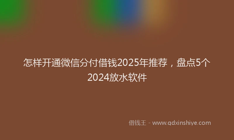 怎样开通微信分付借钱2025年推荐，盘点5个2024放水软件