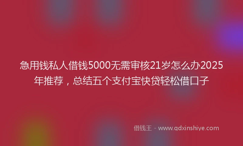 急用钱私人借钱5000无需审核21岁怎么办2025年推荐，总结五个支付宝快贷轻松借口子