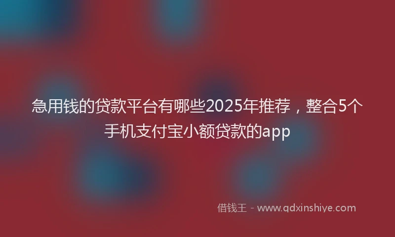 急用钱的贷款平台有哪些2025年推荐，整合5个手机支付宝小额贷款的app