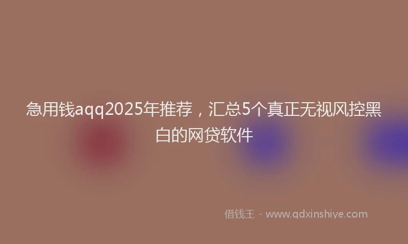 急用钱aqq2025年推荐，汇总5个真正无视风控黑白的网贷软件