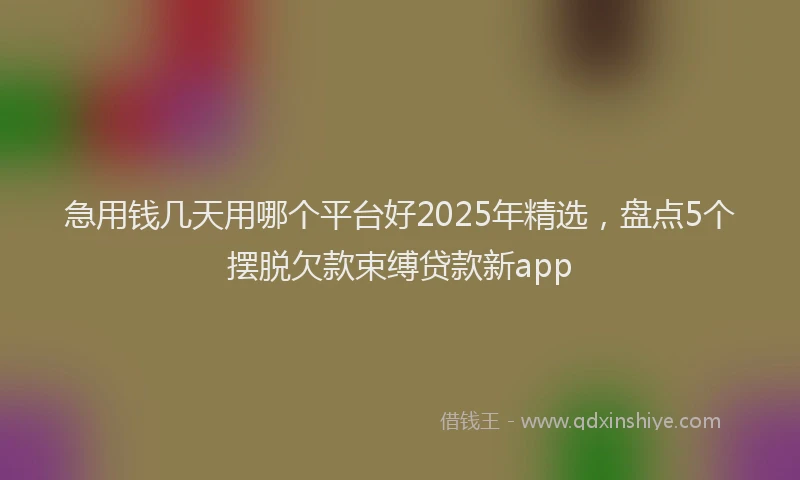 急用钱几天用哪个平台好2025年精选，盘点5个摆脱欠款束缚贷款新app