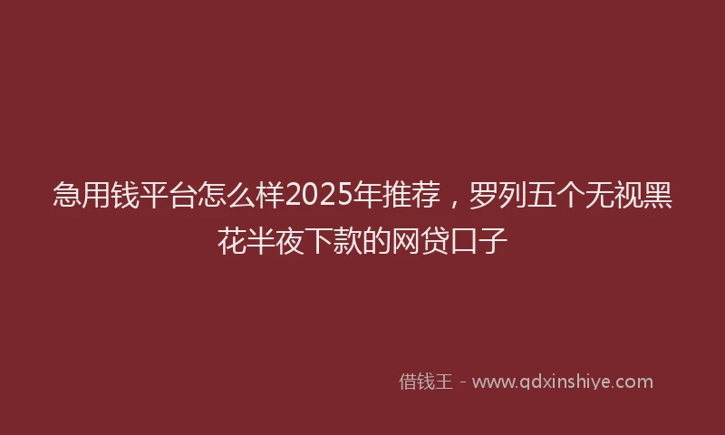 急用钱平台怎么样2025年推荐，罗列五个无视黑花半夜下款的网贷口子