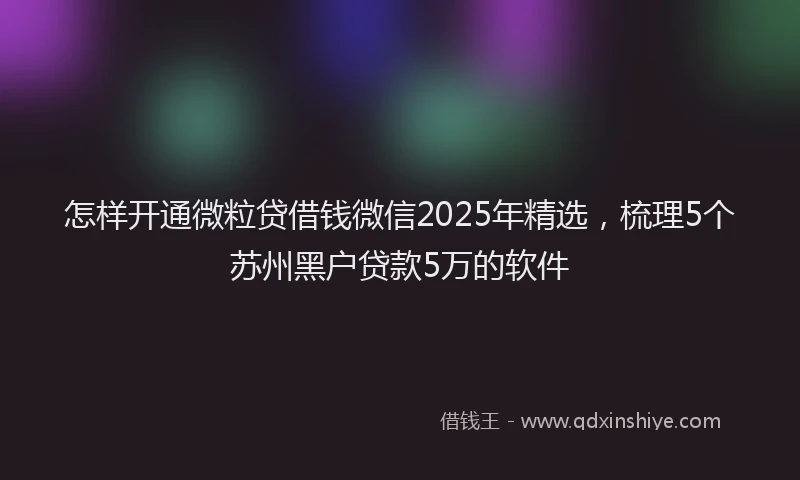 怎样开通微粒贷借钱微信2025年精选，梳理5个苏州黑户贷款5万的软件
