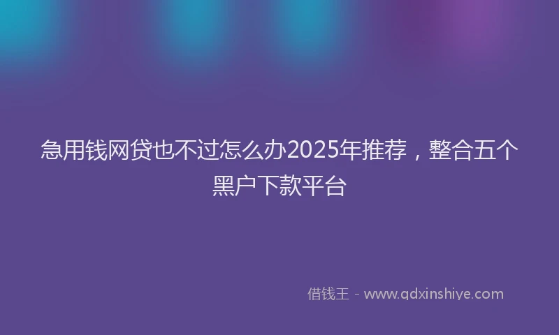 急用钱网贷也不过怎么办2025年推荐，整合五个黑户下款平台