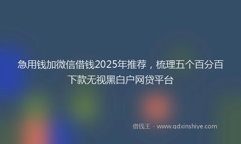 急用钱加微信借钱2025年推荐，梳理五个百分百下款无视黑白户网贷平台